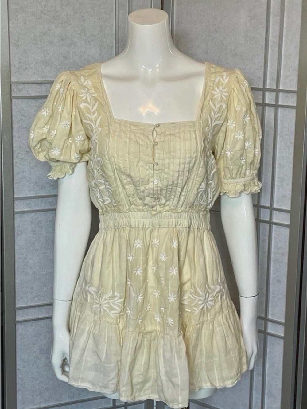 Loveshackfancy Tomasina Mini Dress size large ALTERED TO SIZE SMALL yellow
